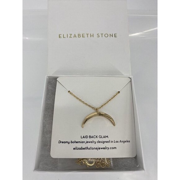 Elizabeth Stone Crescent Moon Necklace. Gold Delicate Retails $78 - Picture 2 of 5